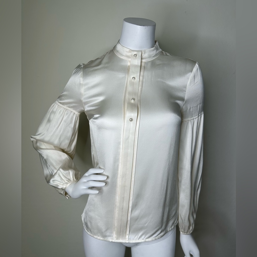 DEREK LAM 10 CROSBY IVORY BALLOON SLEEVE BLOUSE SZ 00 extra small